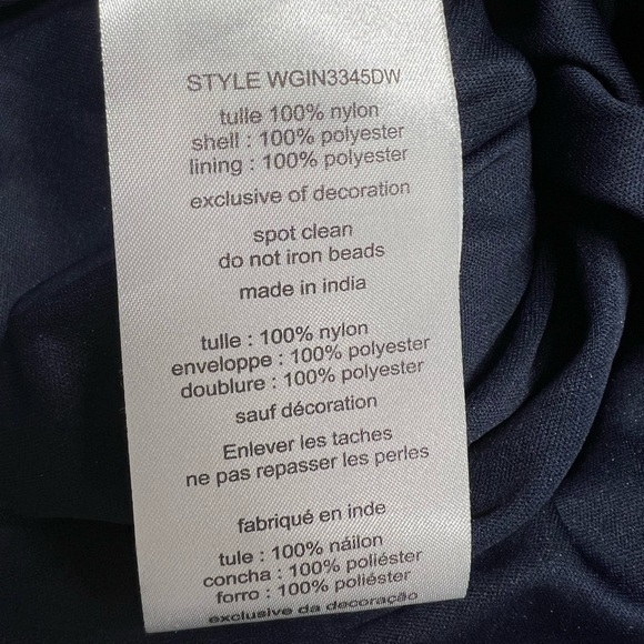 OLEG CASSINI Three Quarter Sleeve Beaded Lace Ball Gown Navy 16W - Picture 10 of 10